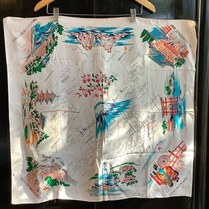 Vintage Japanese Souvenir Map Scarf/Textile Wrap